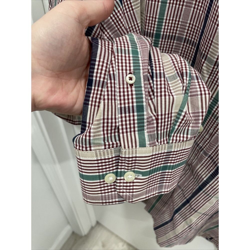 Izod Slim Fit Button Down‎ Plaid Mens Shirt Long Sleeves XXL - Picture 5 of 6